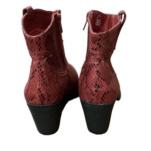 NWT SUGAR Crimson Red Snake Print Western Cowboy Bootie Zip Tula Sz 6 - Picture 3 of 12